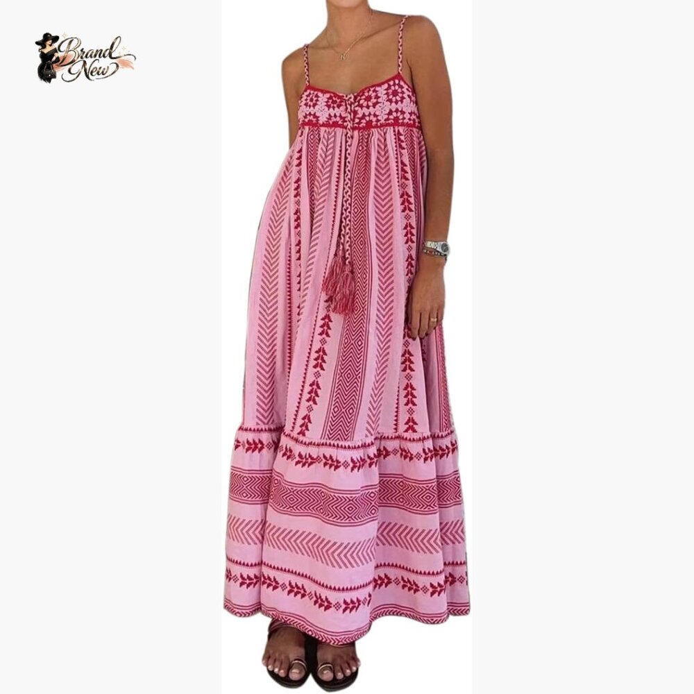 Polyester Maxi Dress Crochet Patchwork Sleeveless… - image 1